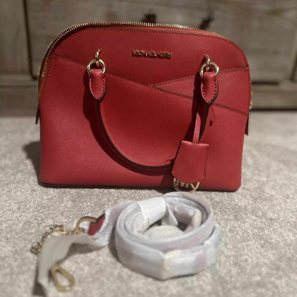 MICHAEL KORS Jet Set Travel Dome Satchel Bag, Medium - Flame Red